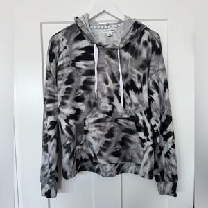 Urban Rebel Black and Gray Tie-Dye Women's Hoodie Sweatershirt